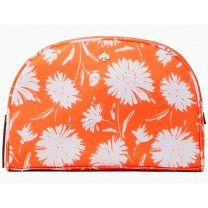 S Kate Spade Jae Orange Floral Medium Dome Cosmetic Case Pouch WLR00584 NWT $79